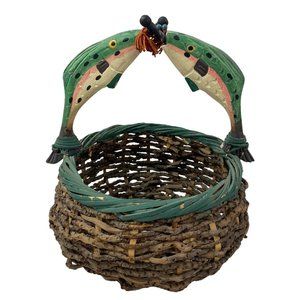 Vintage Midwest Imports Fishing Cabin Outdoors Basket